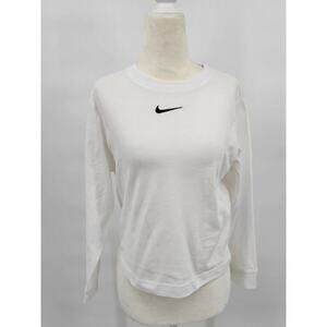 Nike Essential Tee Girl's M White Loose Fit Long Sleeve Shirt NWT